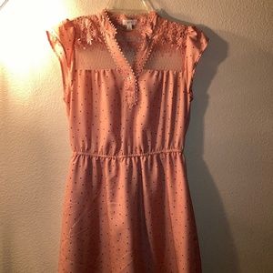 Pink Polka Dot Dress with Lace